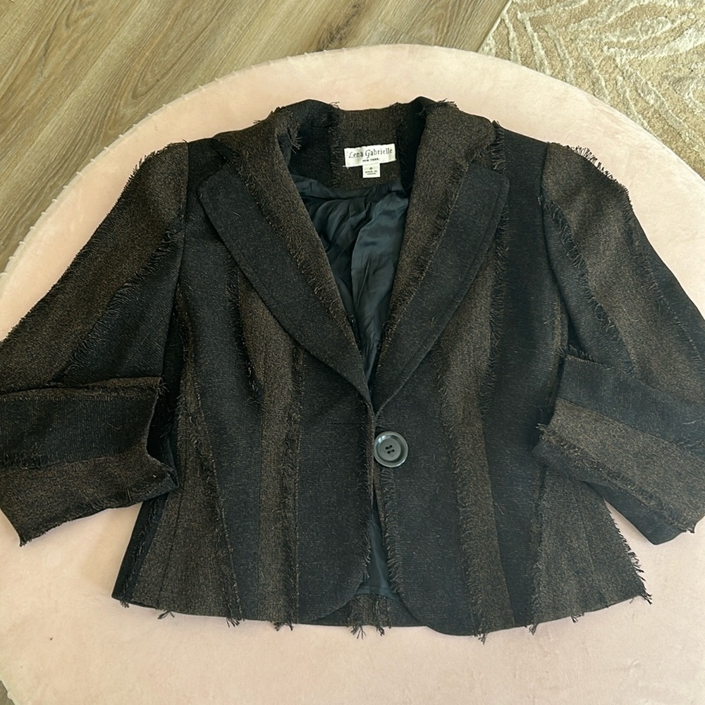 Lena Gabrielle Tweed Brown Jacket Size 8